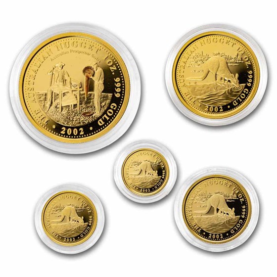 2002 Australia 5-Coin Gold Nugget Proof Set (Coin Only)