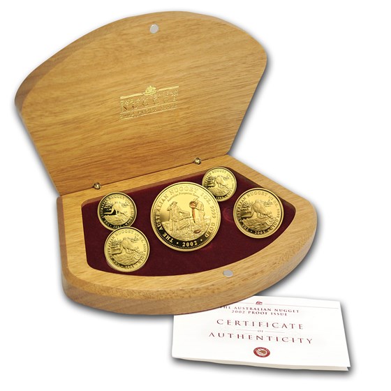 2002 Australia 5-Coin Gold Nugget Proof Set 2002 Australia 5-Coin Gold Nugget Proof Set