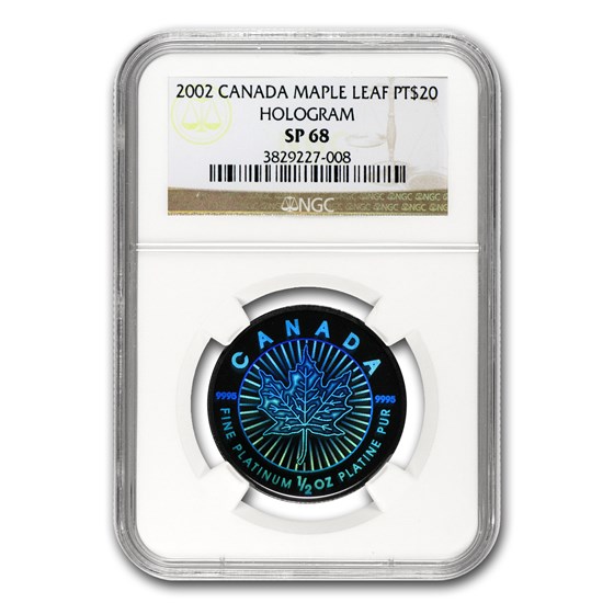 2002 Canada 1/2 oz Platinum Maple Leaf SP-68 NGC (Hologram) 2002 Canada 1/2 oz Platinum Maple Leaf SP-68 NGC (Hologram)