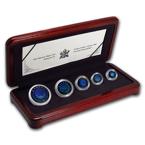 2002 Canada 5-Coin Platinum Maple Leaf Set (Hologram)