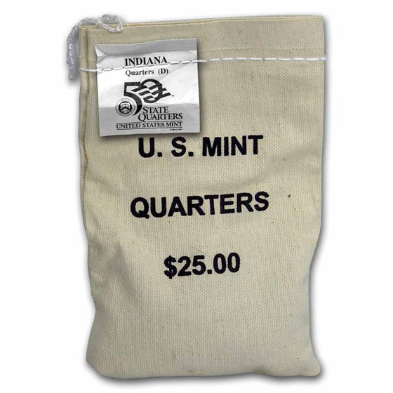 2002-D Indiana State Quarter $25 Sealed Mint Bag BU 2002-D Indiana State Quarter $25 Sealed Mint Bag BU