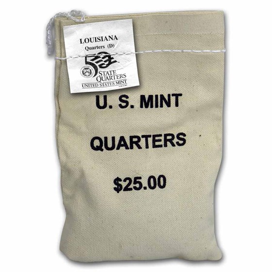 2002-D Louisiana State Quarter $25 Sealed Mint Bag BU 2002-D Louisiana State Quarter $25 Sealed Mint Bag BU