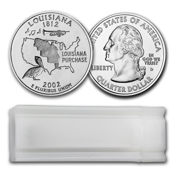 2002-D Louisiana Statehood Quarter 40-Coin Roll BU 2002-D Louisiana Statehood Quarter 40-Coin Roll BU