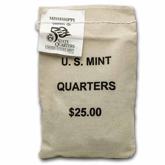 2002-D Mississippi State Quarter $25 Sealed Mint Bag BU 2002-D Mississippi State Quarter $25 Sealed Mint Bag BU