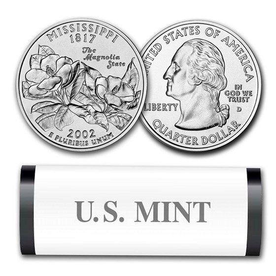 2002-D Mississippi Statehood Quarter 40-Coin Roll (Mint Wrapped) 2002-D Mississippi Statehood Quarter 40-Coin Roll (Mint Wrapped)