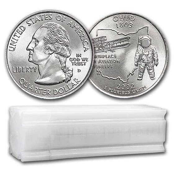 2002-D Ohio Statehood Quarter 40-Coin Roll BU