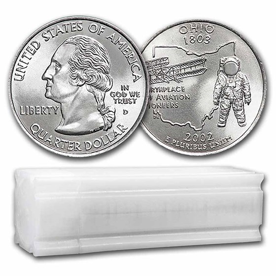 2002-D Ohio Statehood Quarter 40-Coin Roll BU 2002-D Ohio Statehood Quarter 40-Coin Roll BU