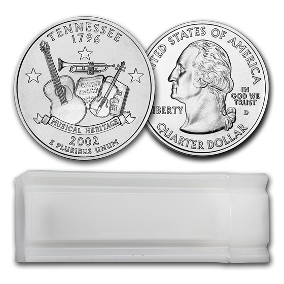 2002-D Tennessee Statehood Quarter 40-Coin Roll BU 2002-D Tennessee Statehood Quarter 40-Coin Roll BU