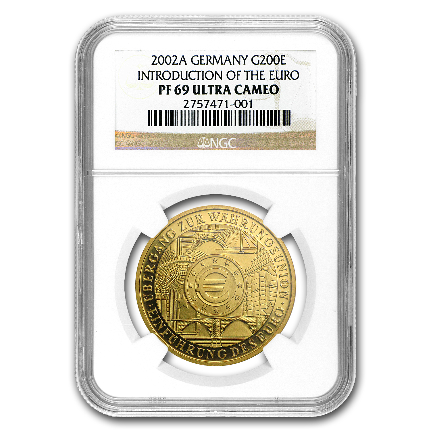 Buy 2002 Germany 1oz Gold 200 Euro Introduction of the Euro PF-69