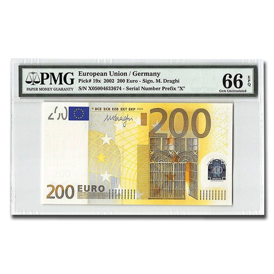 2002 Germany - European Union 200 Euros Gem Unc-66 EPQ PMG 2002 Germany - European Union 200 Euros Gem Unc-66 EPQ PMG