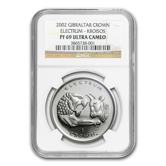 2002 Gibraltar Proof 1 oz Gold/Silver Electrum Crown PF-69 NGC 2002 Gibraltar Proof 1 oz Gold/Silver Electrum Crown PF-69 NGC