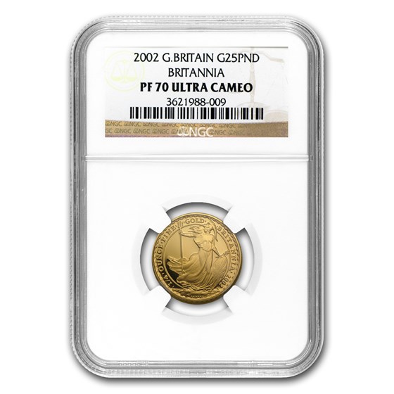 2002 Great Britain 1/4 oz Proof Gold Britannia PF-70 NGC 2002 Great Britain 1/4 oz Proof Gold Britannia PF-70 NGC