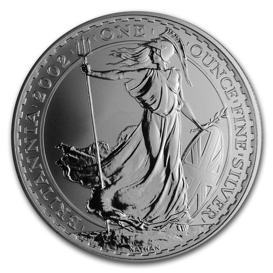 2002 Great Britain 1 oz Silver Britannia BU 2002 Great Britain 1 oz Silver Britannia BU