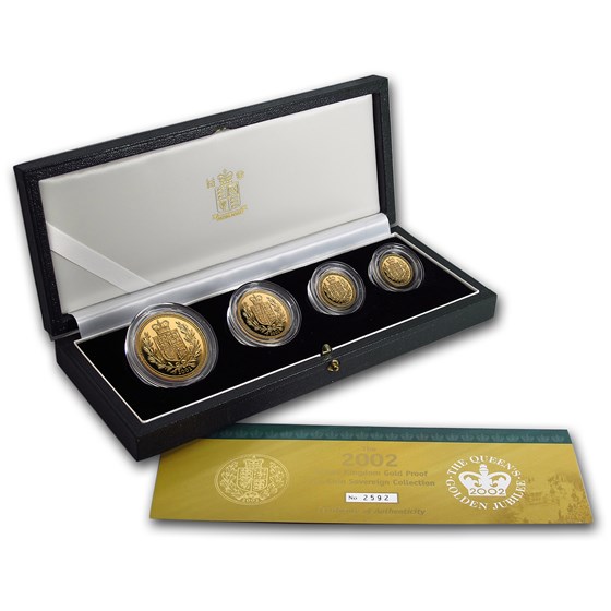 2002 Great Britain 4-Coin Gold Sovereign Proof Set