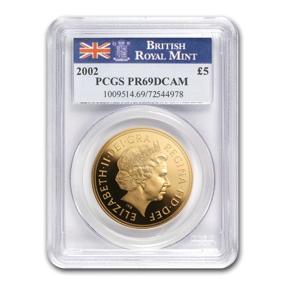 2002 Great Britain Gold £5 Queen's Jubilee PR-69 PCGS 2002 Great Britain Gold £5 Queen's Jubilee PR-69 PCGS