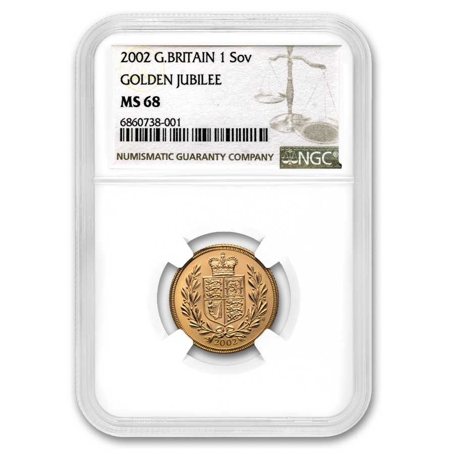 2002 Great Britain Gold Sovereign Jubilee MS-68 NGC