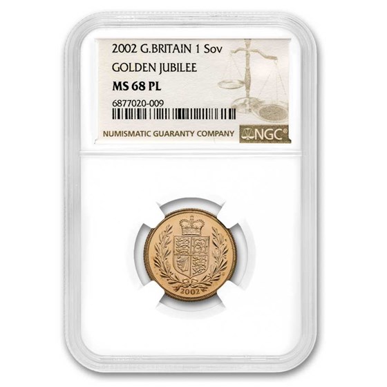 2002 Great Britain Gold Sovereign Jubilee MS-68 PL NGC 2002 Great Britain Gold Sovereign Jubilee MS-68 PL NGC