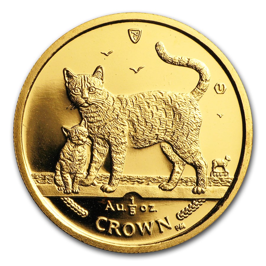 2002 Isle of Man 1/5 oz Gold Bengal Cat BU