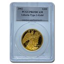 2002 Liberia Proof Gold 100 Dollar Winged Lady Liberty PR-69 PCGS