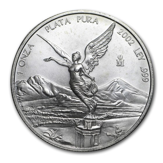 2002 Mexico 1 oz Silver Libertad BU (Abrasions)