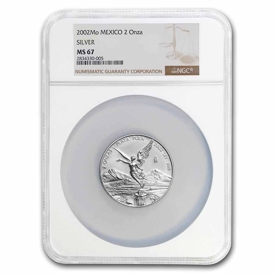 2002 Mexico 2 oz Silver Libertad MS-67 NGC