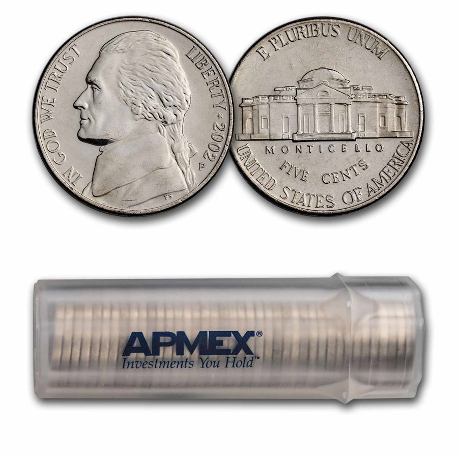 2002-P Jefferson Nickel 40-Coin Roll BU