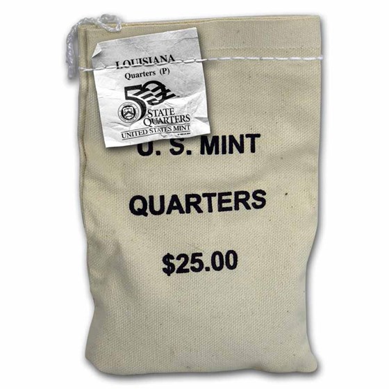 2002-P Louisiana State Quarter $25 Sealed Mint Bag BU 2002-P Louisiana State Quarter $25 Sealed Mint Bag BU