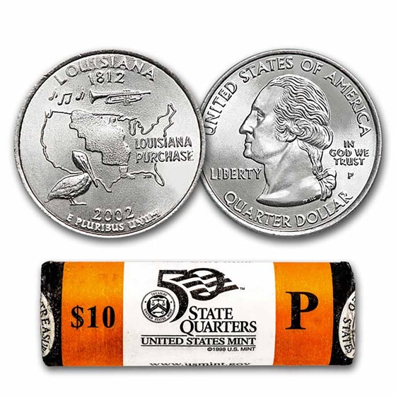 2002-P Louisiana Statehood Quarter 40-Coin Roll BU (Mint Wrapped) 2002-P Louisiana Statehood Quarter 40-Coin Roll BU (Mint Wrapped)