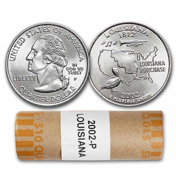 2002-P Louisiana Statehood Quarter 40-Coin Roll BU 2002-P Louisiana Statehood Quarter 40-Coin Roll BU