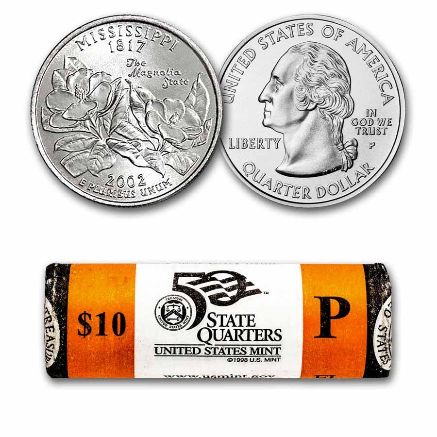 2002-P Mississippi State Quarter 40-Coin Roll BU (Mint Wrapped)