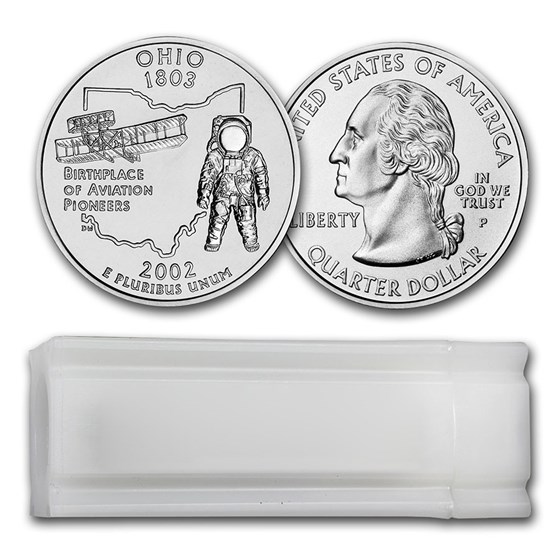 2002-P Ohio Statehood Quarter 40-Coin Roll BU 2002-P Ohio Statehood Quarter 40-Coin Roll BU
