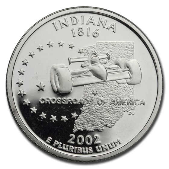 2002-S Indiana State Quarter Gem Proof (Silver) 2002-S Indiana State Quarter Gem Proof (Silver)