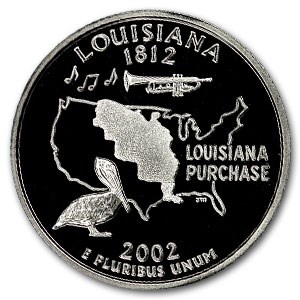 2002-S Louisiana State Quarter Gem Proof 2002-S Louisiana State Quarter Gem Proof