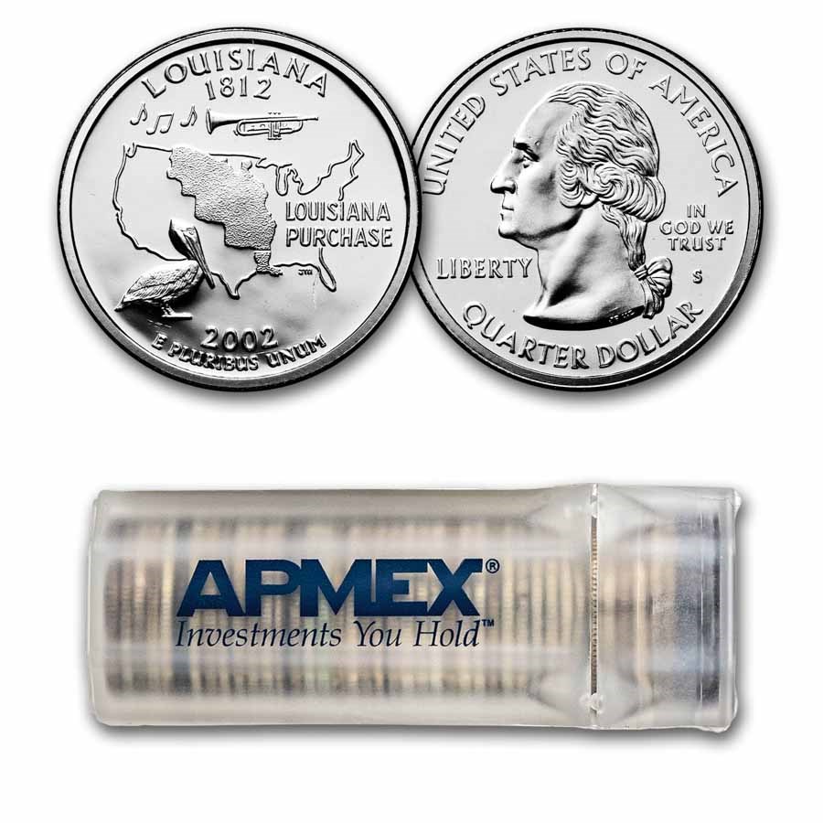 2002-S Louisiana Statehood Quarter Proof 40-Coin Roll (Silver)