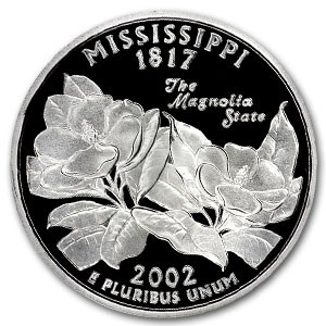 2002-S Mississippi State Quarter Gem Proof (Silver) 2002-S Mississippi State Quarter Gem Proof (Silver)