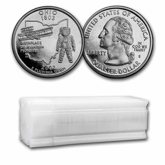 2002-S Ohio Statehood Quarter 40-Coin Roll Proof 2002-S Ohio Statehood Quarter 40-Coin Roll Proof