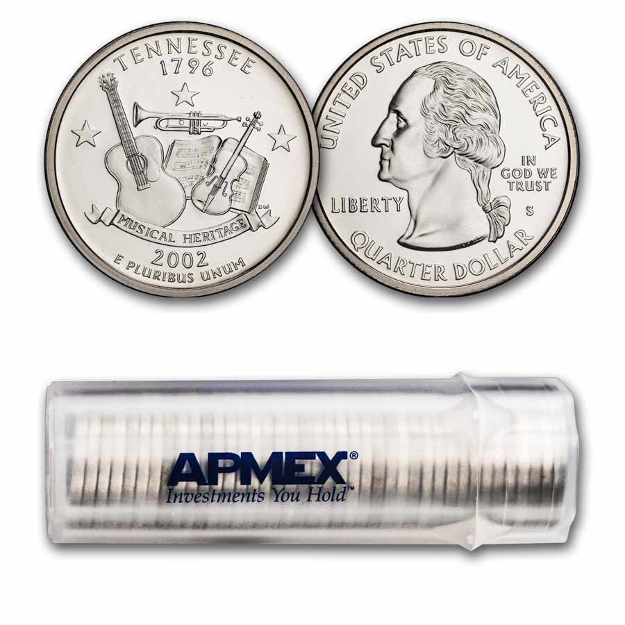 2002-S Tennessee State Quarter Gem Proof 40-Coin Roll