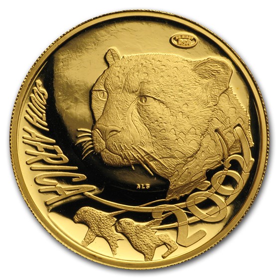2002 South Africa 1 oz Proof Gold Natura Cheetah (Capsule, RSA)