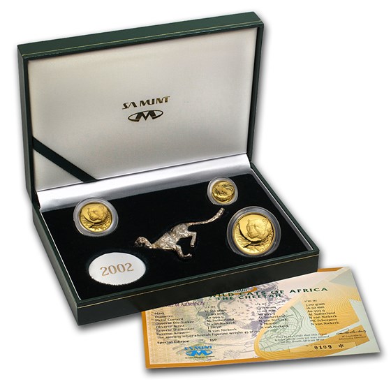 2002 South Africa 3-Coin Gold Natura Cheetah Proof Set 2002 South Africa 3-Coin Gold Natura Cheetah Proof Set