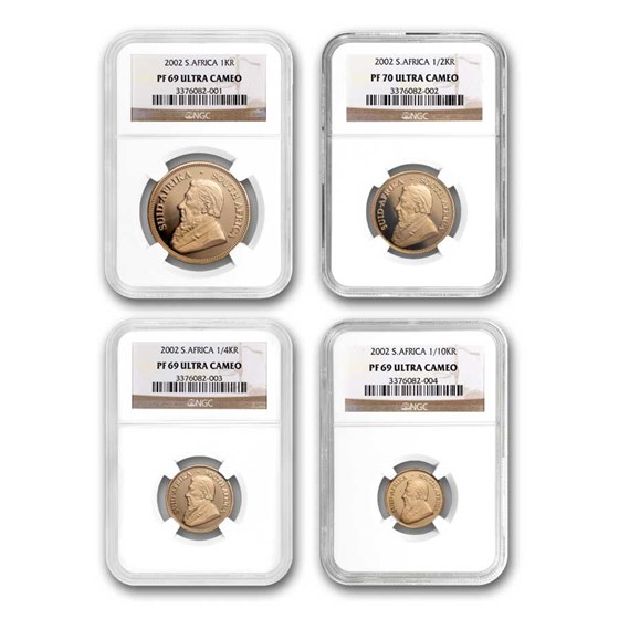 2002 South Africa 4-Coin Gold Krugerrand Proof NGC Set 2002 South Africa 4-Coin Gold Krugerrand Proof NGC Set