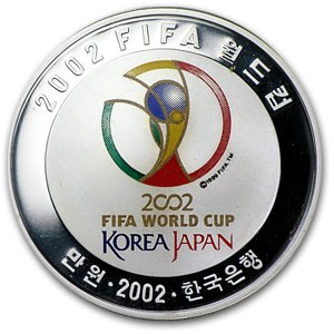 2002 South Korea Silver 10000 Won FIFA World Cup Proof 
