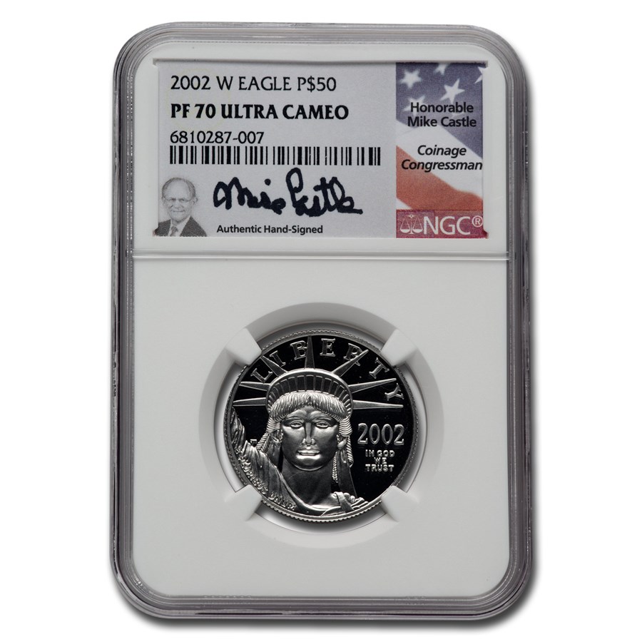 2002-W 1/2 oz Proof American Platinum Eagle PF-70 NGC (Castle)