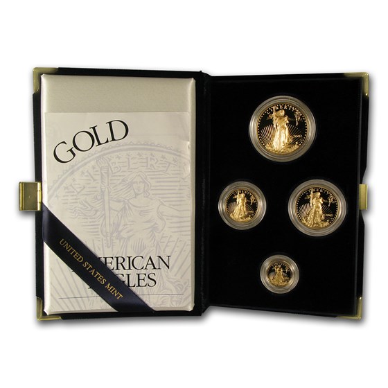 2002-W 4-Coin Proof American Gold Eagle Set (w/Box & COA)