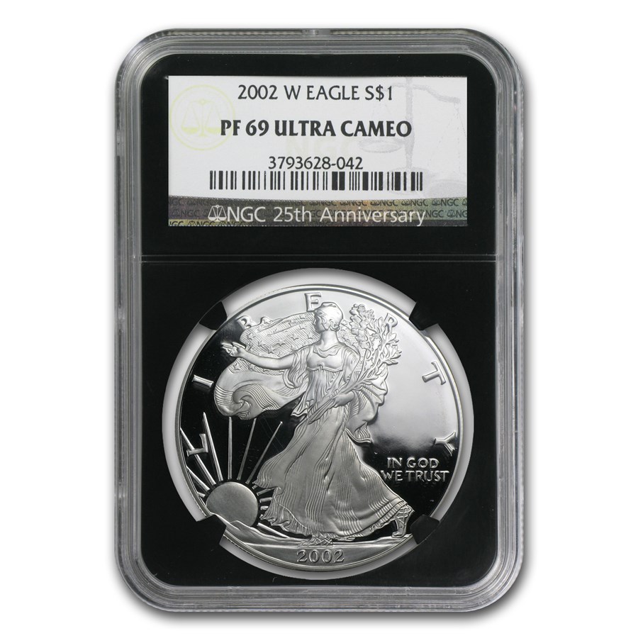 2002-W Proof American Silver Eagle PF-69 NGC (Retro Black Insert)