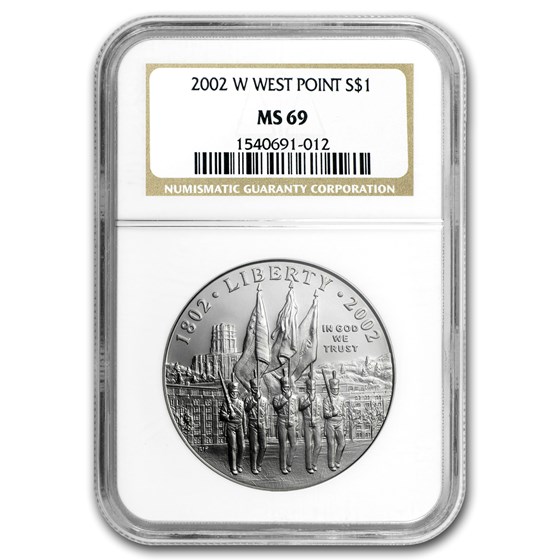 2002-W West Point Bicentennial $1 Silver Commem MS-69 NGC 2002-W West Point Bicentennial $1 Silver Commem MS-69 NGC