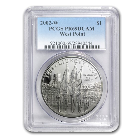 2002-W West Point Bicentennial $1 Silver Commem PR-69 PCGS 2002-W West Point Bicentennial $1 Silver Commem PR-69 PCGS