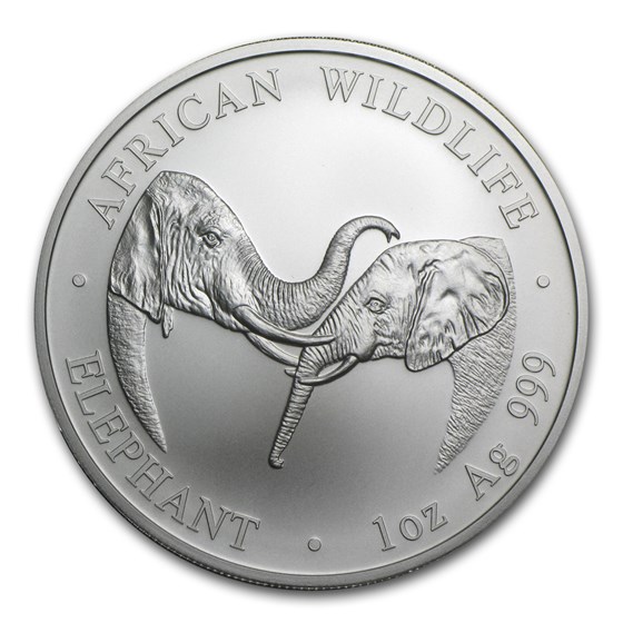 2002 Zambia 1 oz Silver Elephant BU