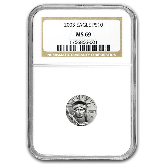2003 1/10 oz American Platinum Eagle MS-69 NGC
