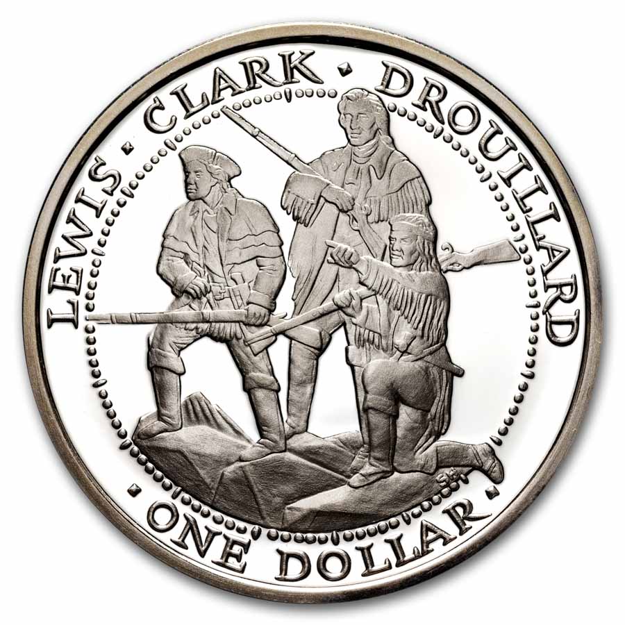 Buy 2003 1 oz Silver Shawnee Tribe Lewis & Clark & Drouillard