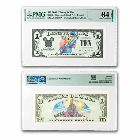 2003 $10.00 (AA) Donald, Disneyland Paris (DIS#85) CU-64 EPQ PMG